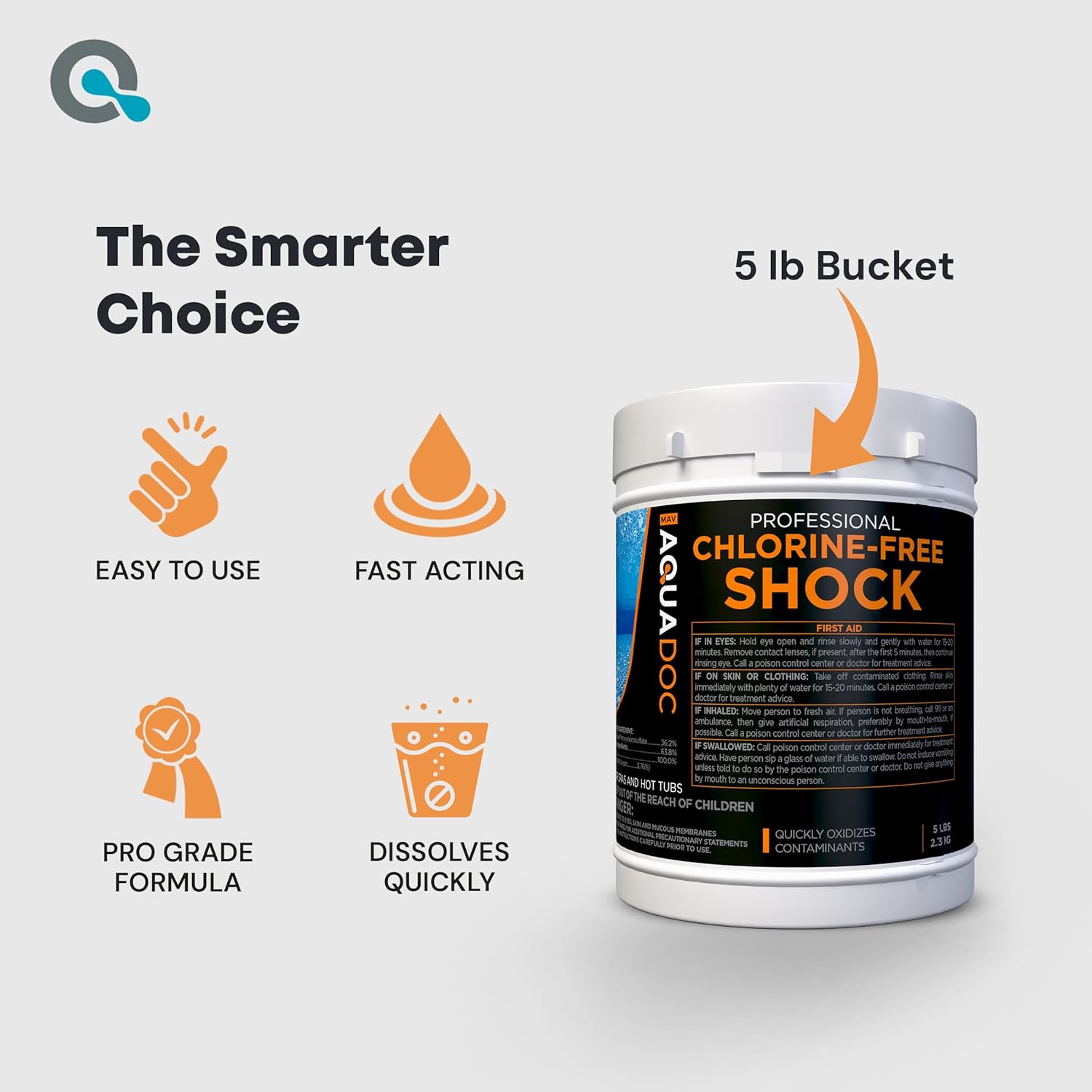 Aquadoc Non-Chlorine Spa Shock for Hot Tub - Chlorine Free Treatment & Enhanced Shock to Assist Bromine - Suitable Oxidizer - 5lbs