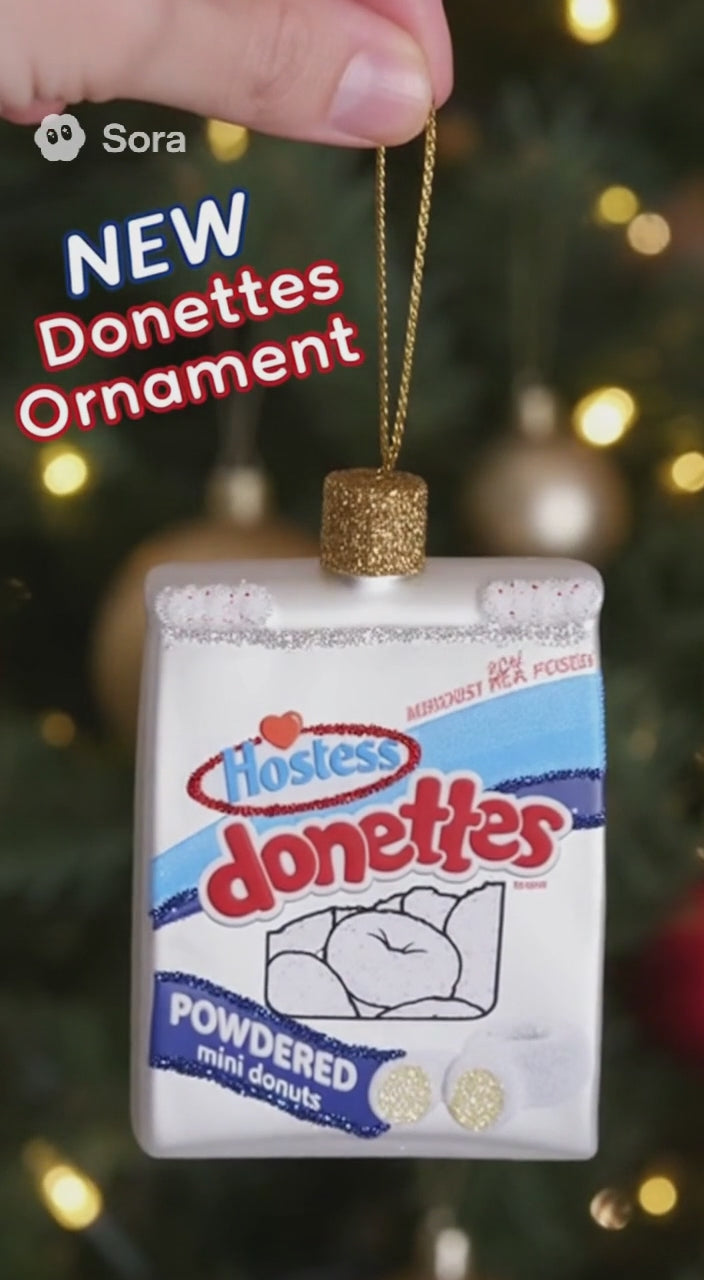 Old World Christmas Hostess Donettes Glass Blown Ornament for Christmas Tree, Handcrafted Holiday Decoration, Classic Dessert Collection